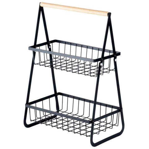Koszyk na Owoce Warzywa 2-Poziomowy Metalowy Czarny VILDE 29 cm
