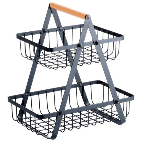 Koszyk na Owoce Warzywa 2-Poziomowy Metalowy Solidny VILDE 27x17,5x29 cm