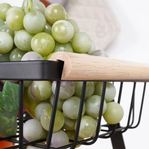 Koszyk na Owoce Warzywa 2-poziomowy Metalowy Czarny VILDE 28 x 17,5 x 21 cm