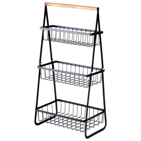 Koszyk na Owoce Warzywa 3-Poziomowy Metalowy Czarny VILDE 29 cm