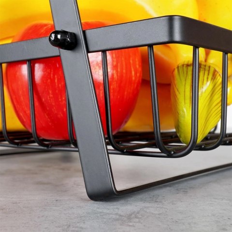 Koszyk na Owoce Warzywa 3 Poziomy Metalowy Czarny 28 x 17,5 x 34,5 cm VILDE