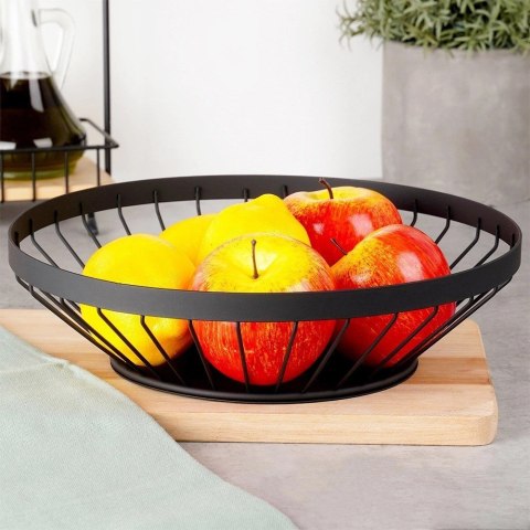 Koszyk na Owoce Warzywa Metalowy Czarny Ozdobny NAVA 28 cm