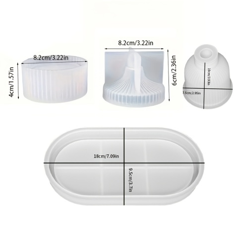 4 szt. Silikonowe Formy Owalne Formy do Tacki, Formy do Wazonów, Formy do Słoików do Odlewania Żywicy, Gipsu, Cementu, Betonu,