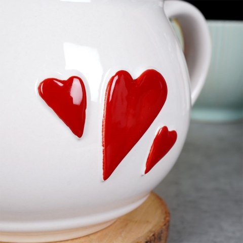 Kubek Ceramiczny na Kawę Herbatę Serce Duży Pojemny Biały ORION 800 ml