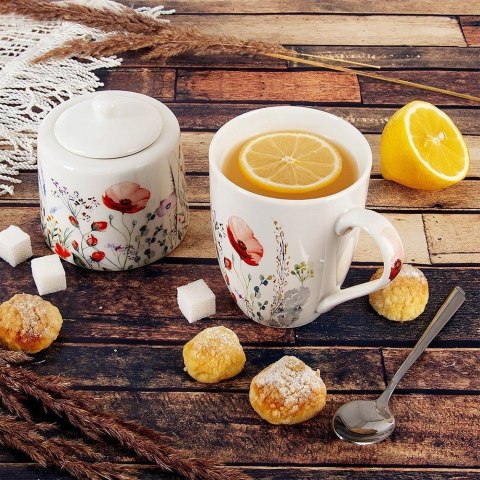 Kubek Porcelanowy 360 ml ORION Maki Kwiatowy Dekor do Zmywarki Mikrofalówki