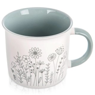 Kubek Porcelanowy 400 ml ORION Kwiaty Biały Solidny do Zmywarki