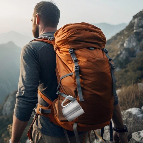 Kubek Turystyczny Stalowy 350 ml ORION z Karabińczykiem Podwójna Ścianka