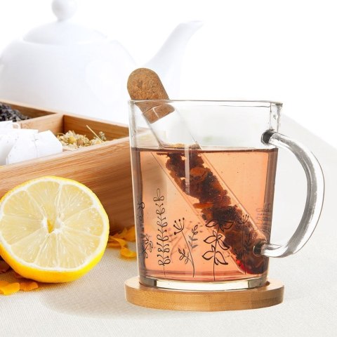 Kubek do Herbaty Kawy z Zaparzaczem Podstawką Szklany Solidny ORION 400 ml