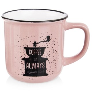Kubek do Kawy Ceramiczny Różowy 370 ml ORION z Dekorem do Zmywarki
