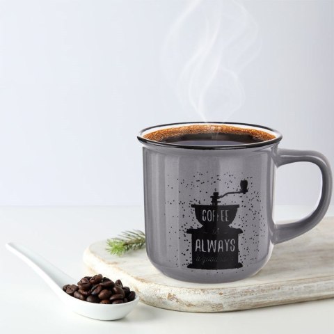 Kubek do Kawy Ceramiczny Szary 370 ml ORION z Dekorem do Zmywarki