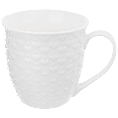 Kubek do Kawy i Herbaty Duży Ceramiczny 580 ml ORION Biały z Serduszkami