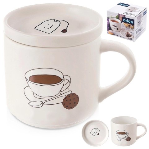 Kubek do Parzenia Herbaty Ziół Naparów z Pokrywką Porcelanowy ORION 420 ml