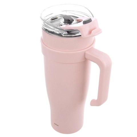 Kubek termiczny stalowy różowy z uchwytem TERMO 1,2 l
