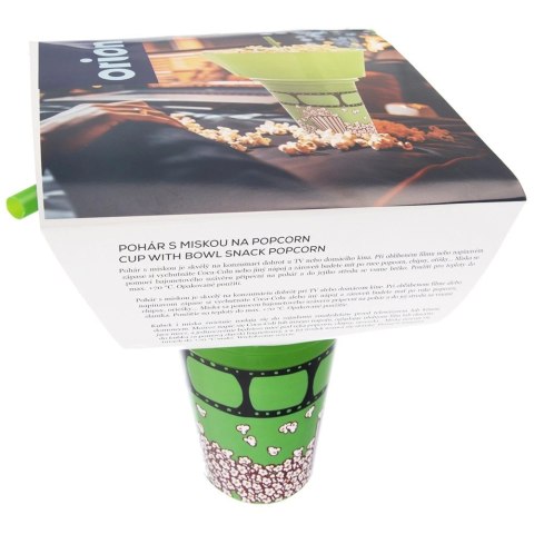 Kubek z Miską na Popcorn Zielony 500 ml ORION ze Słomką 1 L
