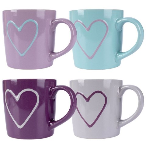 Kubki Ceramiczne 600 ml 4 Szt. ORION Serce Kolorowe Duże