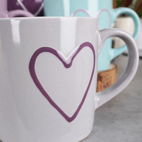 Kubki Ceramiczne 600 ml 4 Szt. ORION Serce Kolorowe Duże