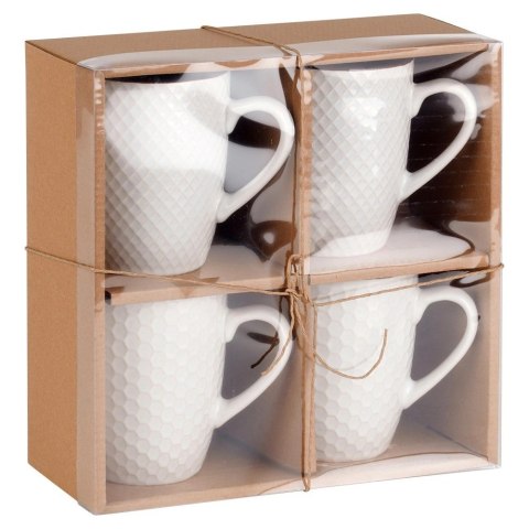 Kubki Ceramiczne Białe do Kawy Herbaty Zestaw Ozdobny VILDE 400 ml 4 szt.