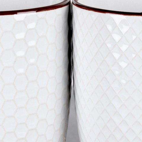 Kubki Ceramiczne Białe do Kawy Herbaty Zestaw Ozdobny VILDE 400 ml 4 szt.