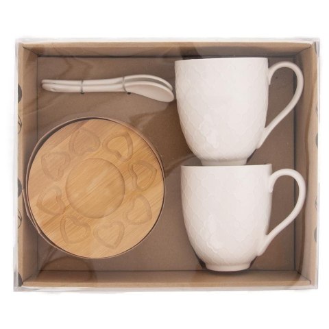 Kubki Porcelanowe do Kawy Herbaty z Łyżeczką Podstawką ORION 370 ml 2 szt.