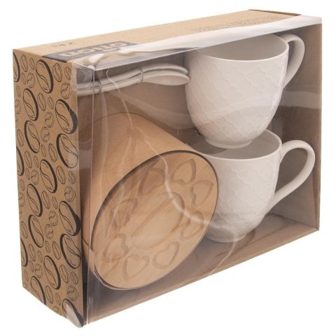 Kubki Porcelanowe do Kawy Herbaty z Łyżeczką Podstawką ORION 370 ml 2 szt.
