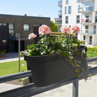 Kwietnik Balkonowy VILDE 59 x 25,5 cm Doniczka Wisząca Plastikowa Czarna