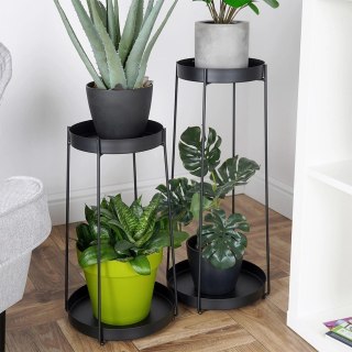Kwietnik Metalowy Czarny 2-poziomowy Dekoracyjny ORION 46 / 58 cm 2 szt.