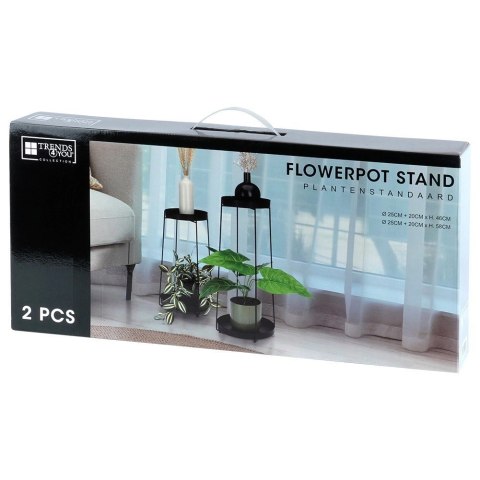 Kwietnik Metalowy Czarny 2-poziomowy Dekoracyjny ORION 46 / 58 cm 2 szt.