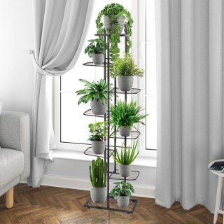 Kwietnik Stojak Kaskada Metalowy Czarny 8-poziomowy VILDE 142 cm