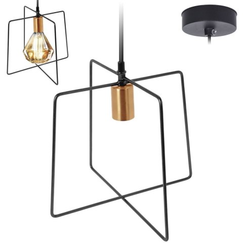 Lampa Sufitowa Wisząca Metalowa Czarna Złota 32 x 29 cm VILDE Loft