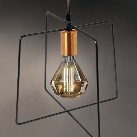 Lampa Sufitowa Wisząca Metalowa Czarna Złota 32 x 29 cm VILDE Loft