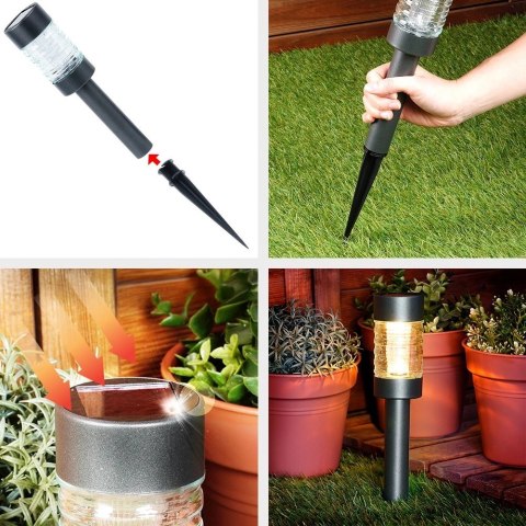 Lampka Ogrodowa Solarna led Wbijana 27 cm ORION Stal Nierdzewna