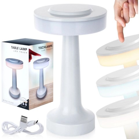 Lampka Stołowa LED Biała Bezprzewodowa 3 Tryby Świecenia VILDE 21x12 cm