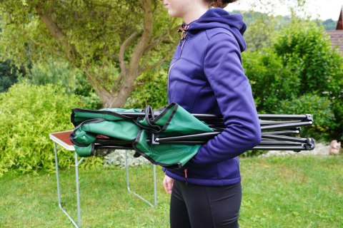 Lekkie Krzesło Składane Kempingowe z Oparciem Turystyczne Zielone KUBISPORT