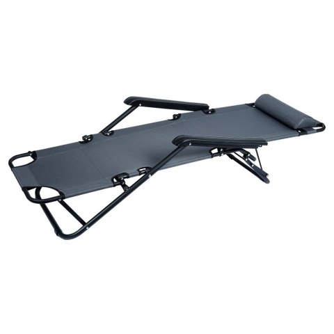 Leżak Ogrodowy Plażowy Składany z Zagłówkiem Poduszką Metalowy VILDE 110 Kg