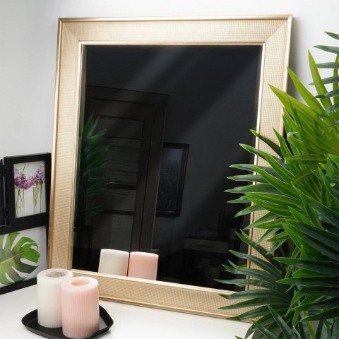 Lustro Ścienne Prostokątne Rama z Tworzywa Złota 49,5 x 59,5 cm VILDE