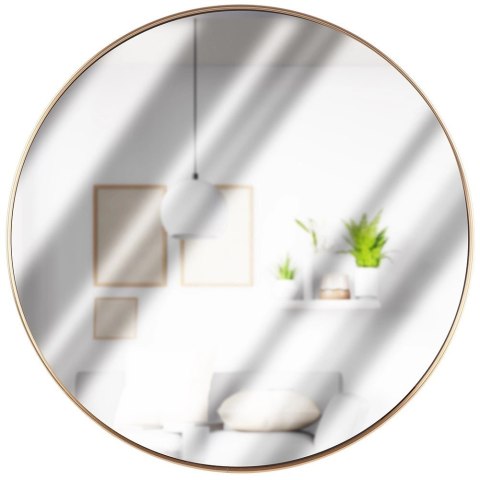 Lustro Ścienne Złote Okrągłe 50 cm VILDE Metalowa Rama Styl Glamour