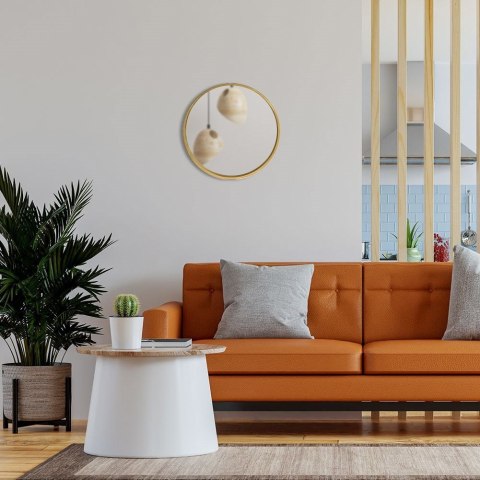 Lustro Ścienne na Ściane Drewniane Złote Okrągłe Dekoracyjne VILDE 30 cm