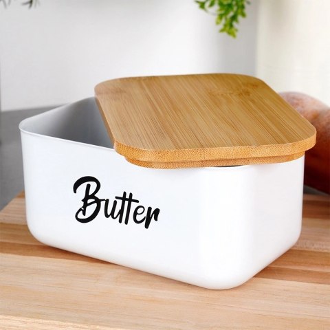 Maselniczka Pojemnik na Masło Stalowa Biała Klasyczna VILDE 15x10x7,5 cm