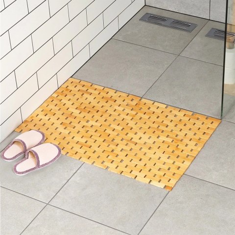 Mata Łazienkowa Bambusowa Antypoślizgowa VILDE 80 x 50 cm Naturalna