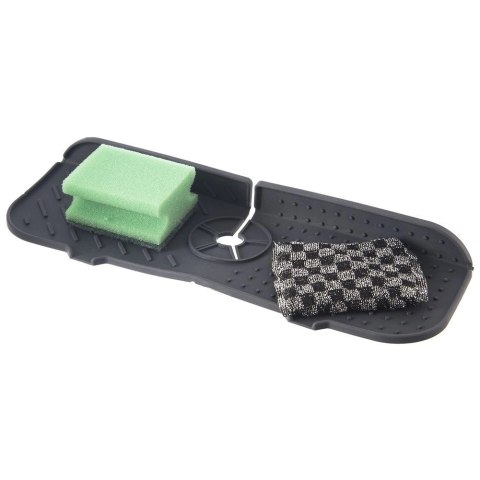 Mata na Zlew Silikonowa Szara 36 x 14 cm z Wylewkami Antypoślizgowa ORION