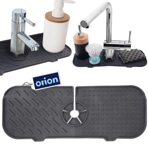 Mata na Zlew Silikonowa Szara 36 x 14 cm z Wylewkami Antypoślizgowa ORION