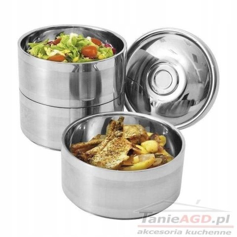 Menażka Obiadowa Turystyczna 3-poziomowa Termiczna Stalowa ORION 3 x 1,1 L