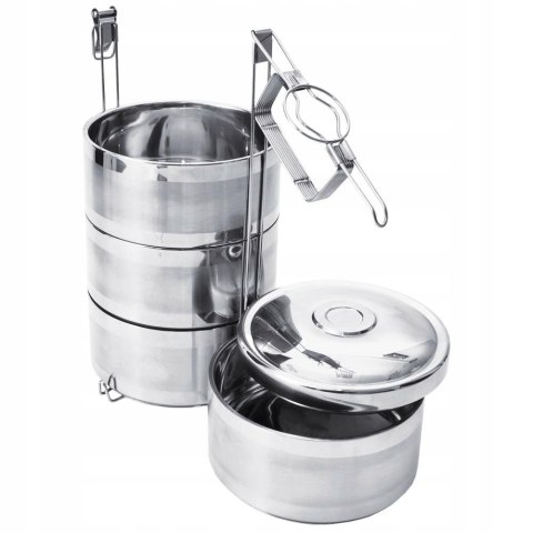 Menażka Obiadowa Turystyczna 4-Poziomowa Termiczna Stalowa ORION 4 x 1,1 l