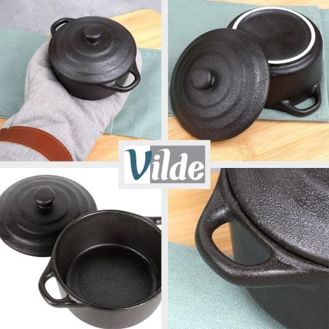 Miseczka do Zapiekania 300 ml Porcelanowa Czarna z Pokrywką VILDE