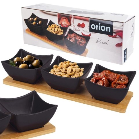 Miseczki na Przekąski Przystawki Porcelanowe Czarne ORION 31,5 cm 4 el.