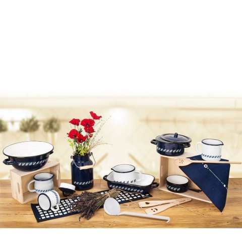 Miska Kuchenna Emaliowana Niebieska z Uchwytami 26 cm 2,5L Modrobila Orion