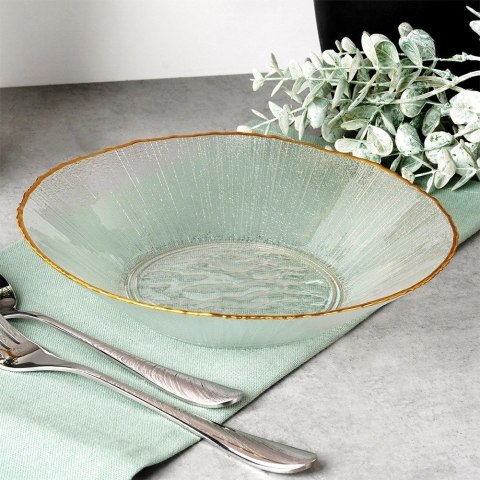 Miska Sałatkowa 20,5 cm 500 ml Szkło Złoty Rant Dekor VILDE