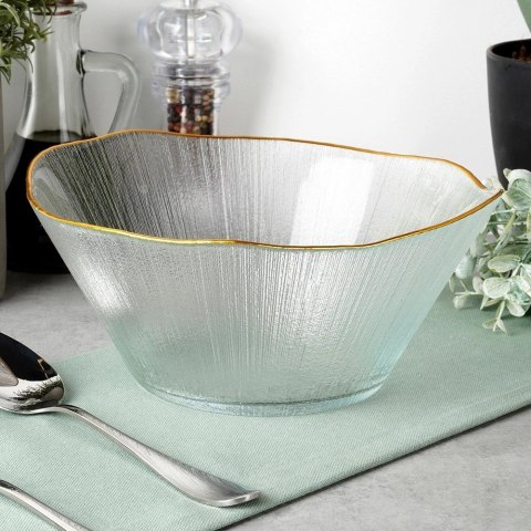 Miska Sałatkowa Stołowa 21 x 20 cm 1,2 L Szkło Złoty Rant VILDE