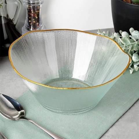 Miska Sałatkowa Stołowa 21 x 20 cm 1,2 L Szkło Złoty Rant VILDE