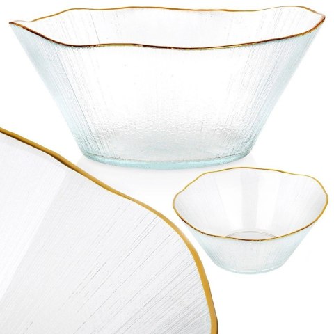 Miska Sałatkowa Stołowa 21 x 20 cm 1,2 L Szkło Złoty Rant VILDE